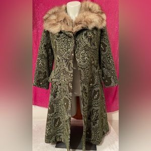 Vintage genuine fur collared coat